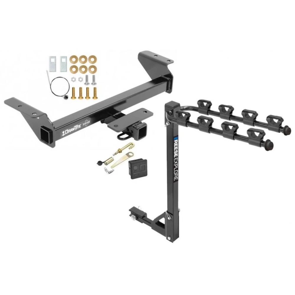 Trailer Tow Hitch w/ 4 Bike Rack For 16-23 Toyota Tacoma tilt away adult or child arms fold down carrier w/ Lock and Cover