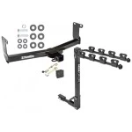 Trailer Tow Hitch w/ 4 Bike Rack For 05-10 Dodge Dakota 06-09 Mitsubishi Raider 10-11 RAM Dakota tilt away adult or child arms fold down carrier w/ Lock and Cover