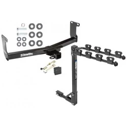 Trailer Tow Hitch w/ 4 Bike Rack For 05-10 Dodge Dakota 06-09 Mitsubishi Raider 10-11 RAM Dakota tilt away adult or child arms fold down carrier w/ Lock and Cover