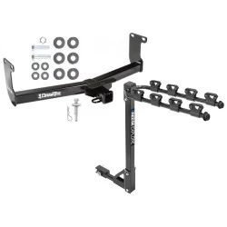 Trailer Tow Hitch w/ 4 Bike Rack For 05-10 Dodge Dakota 06-09 Mitsubishi Raider 10-11 RAM Dakota tilt away adult or child arms fold down carrier