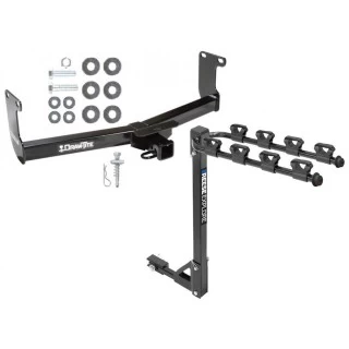 Trailer Tow Hitch w/ 4 Bike Rack For 05-10 Dodge Dakota 06-09 Mitsubishi Raider 10-11 RAM Dakota tilt away adult or child arms fold down carrier