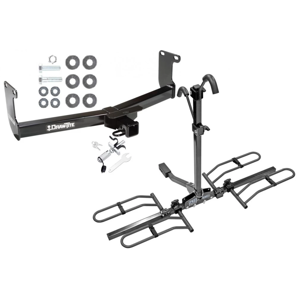 Trailer Tow Hitch For 05-10 Dodge Dakota 06-09 Mitsubishi Raider 10-11 RAM Dakota Platform Style 2 Bike Rack w/ Anti Rattle Hitch Lock