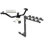 Trailer Tow Hitch w/ 4 Bike Rack For 06-14 Honda Ridgeline tilt away adult or child arms fold down carrier w/ Lock and Cover