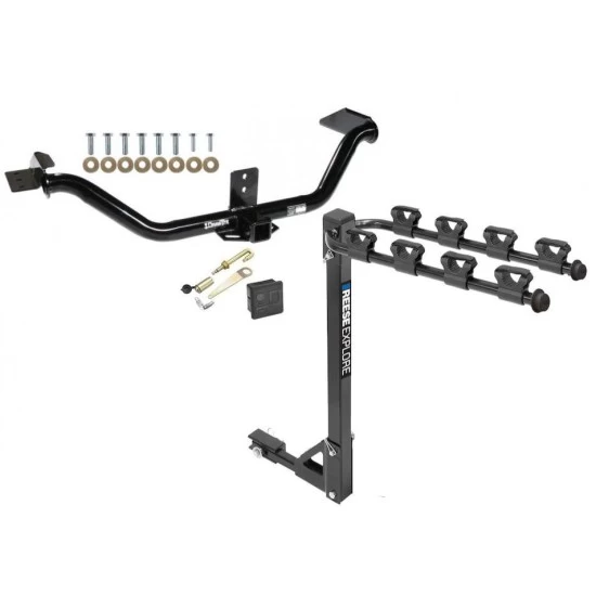 Trailer Tow Hitch w/ 4 Bike Rack For 06-14 Honda Ridgeline tilt away adult or child arms fold down carrier w/ Lock and Cover