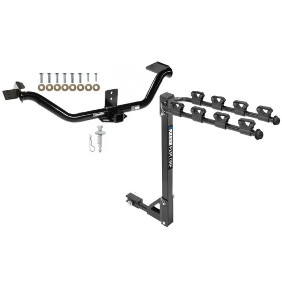 Trailer Tow Hitch w/ 4 Bike Rack For 06-14 Honda Ridgeline tilt away adult or child arms fold down carrier