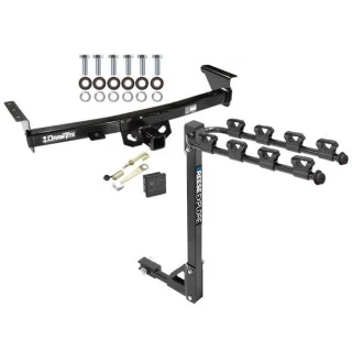 Trailer Tow Hitch w/ 4 Bike Rack For 05-24 Nissan Frontier Suzuki Equator tilt away adult or child arms fold down carrier w/ Lock and Cover