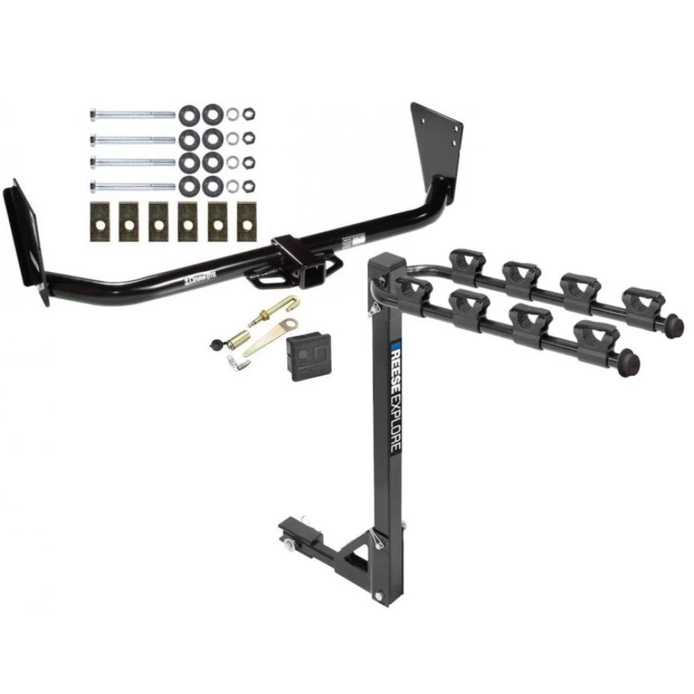 Trailer Tow Hitch w/ 4 Bike Rack For 04-06 Dodge Durango All Models 4 Bike Rack tilt away adult or child arms fold down carrier w/ Lock and Cover