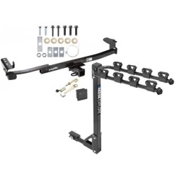 Trailer Tow Hitch w/ 4 Bike Rack For 04-09 Ford Five Hundred Freestyle Taurus X Sable Montego tilt away adult or child arms fold down carrier w/ Lock and Cover