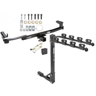 Trailer Tow Hitch w/ 4 Bike Rack For 04-09 Ford Five Hundred Freestyle Taurus X Sable Montego tilt away adult or child arms fold down carrier w/ Lock and Cover