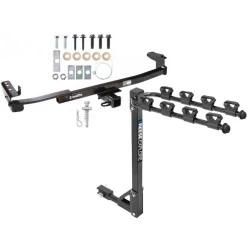 Trailer Tow Hitch w/ 4 Bike Rack For 04-09 Ford Five Hundred Freestyle Taurus X Sable Montego tilt away adult or child arms fold down carrier