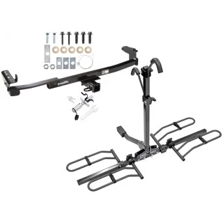 Trailer Tow Hitch For 04-09 Ford Five Hundred Freestyle Taurus X Sable Montego Platform Style 2 Bike Rack w/ Anti Rattle Hitch Lock