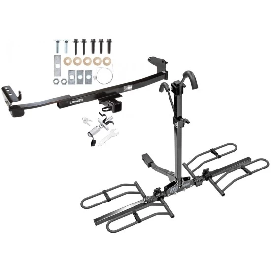Trailer Tow Hitch For 04-09 Ford Five Hundred Freestyle Taurus X Sable Montego Platform Style 2 Bike Rack w/ Anti Rattle Hitch Lock