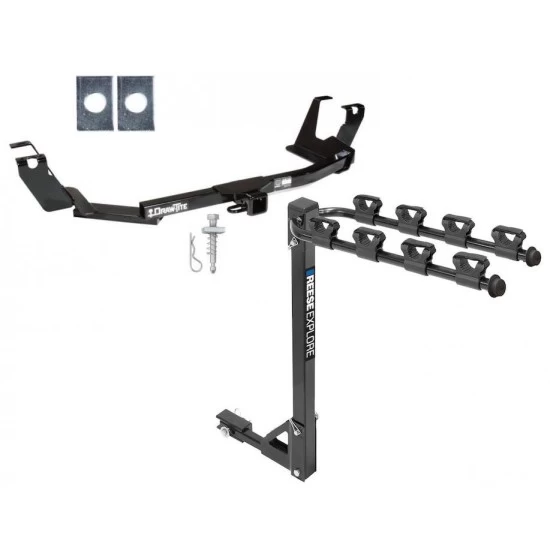 Trailer Tow Hitch w/ 4 Bike Rack For 05-07 Dodge Grand Caravan Chrysler Town & Country tilt away adult or child arms fold down carrier