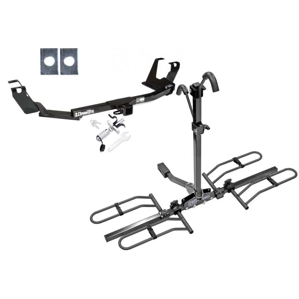 Trailer Tow Hitch For 04-07 Chrysler Town and Country Dodge Caravan Grand Caravan w/ Stow-n-Go Platform Style 2 Bike Rack w/ Anti Rattle Hitch Lock