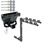 Trailer Tow Hitch w/ 4 Bike Rack For 05-10 Jeep Grand Cherokee Except SRT8 06-10 Commander tilt away adult or child arms fold down carrier