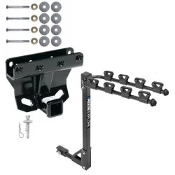 Trailer Tow Hitch w/ 4 Bike Rack For 05-10 Jeep Grand Cherokee Except SRT8 06-10 Commander tilt away adult or child arms fold down carrier