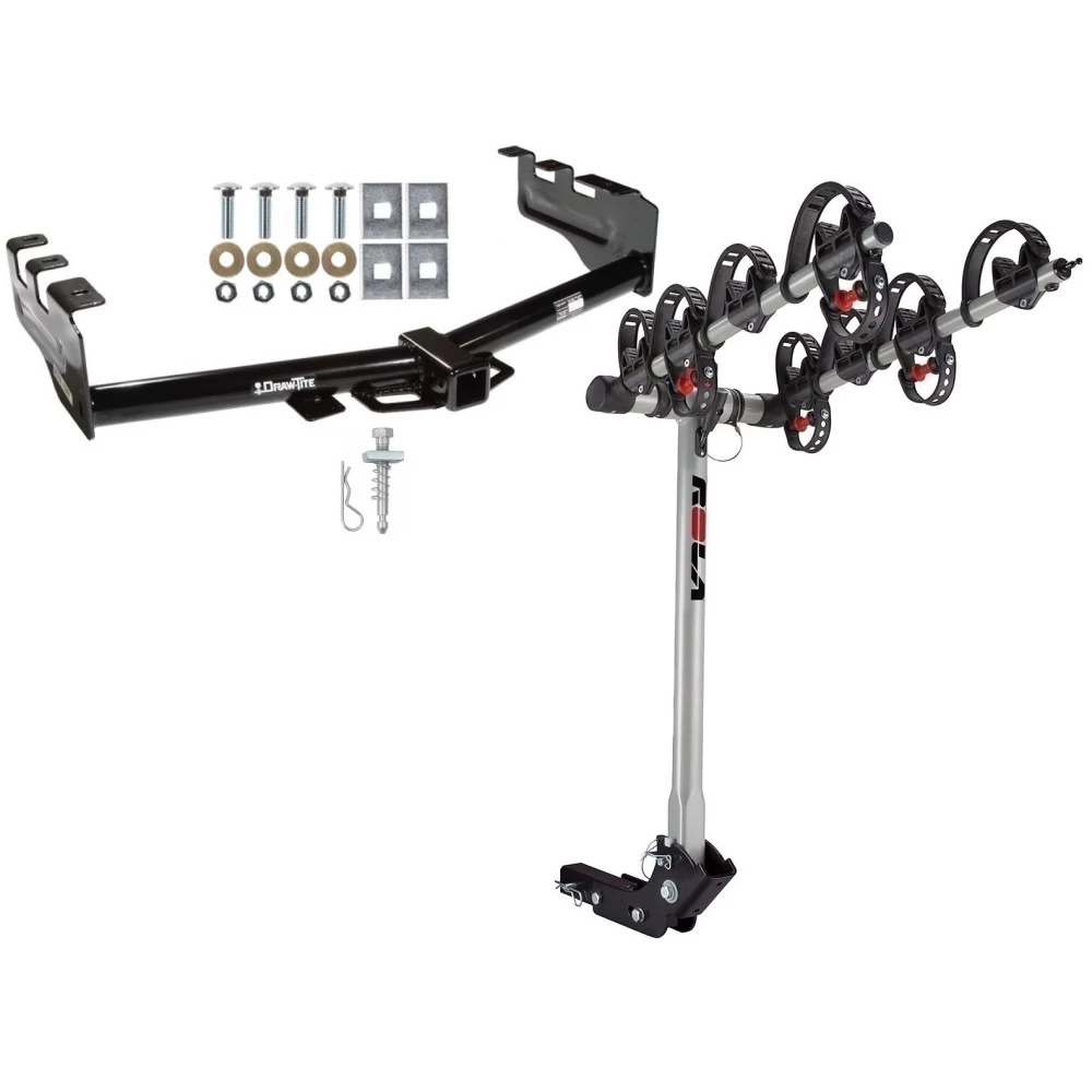 Trailer Tow Hitch For 99-13 Chevy Silverado GMC Sierra 1500 2007 Classic 99-04 2500 LD 01-06 1500 HD w/ 4 Bike Carrier Rack
