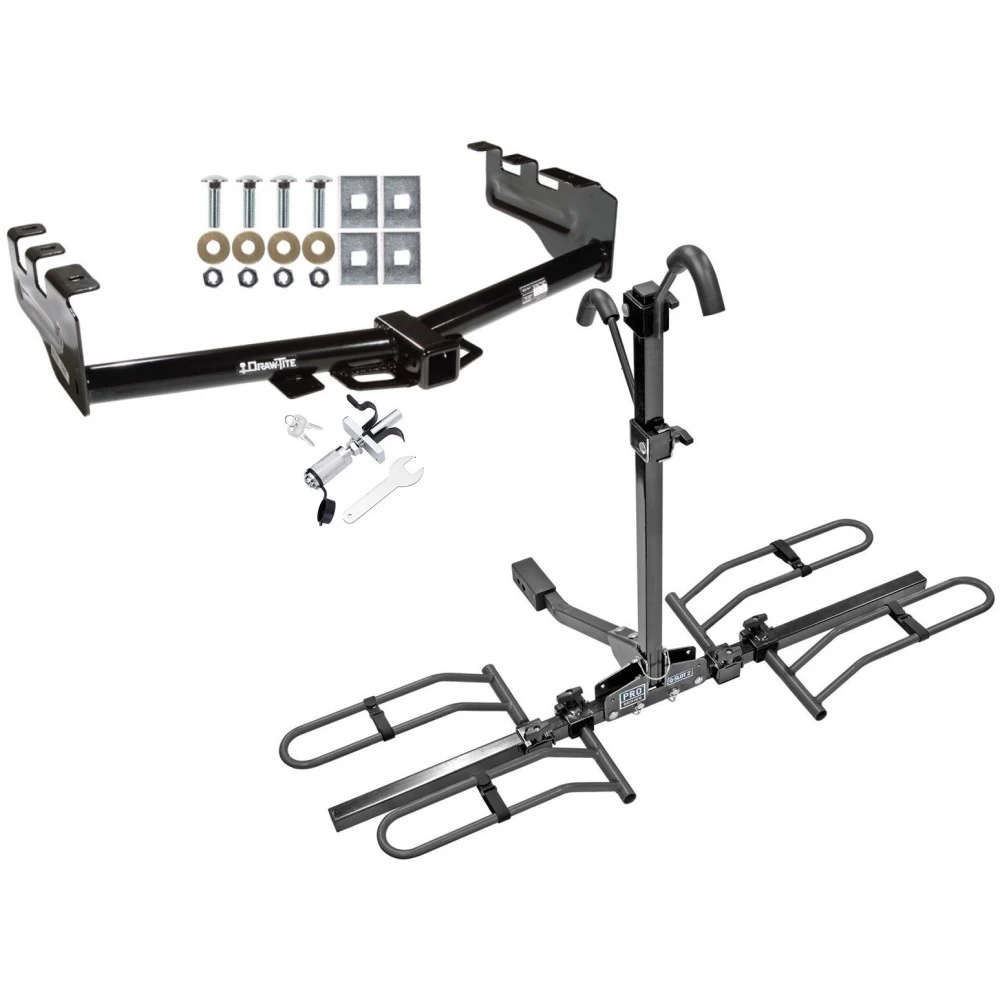 Trailer Tow Hitch For 99-13 Chevy Silverado GMC Sierra 1500 2007 Classic 99-04 2500 LD 01-06 1500 HD Platform Style 2 Bike Rack w/ Anti Rattle Hitch Lock