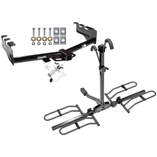Trailer Tow Hitch For 99-13 Chevy Silverado GMC Sierra 1500 2007 Classic 99-04 2500 LD 01-06 1500 HD Platform Style 2 Bike Rack w/ Anti Rattle Hitch Lock