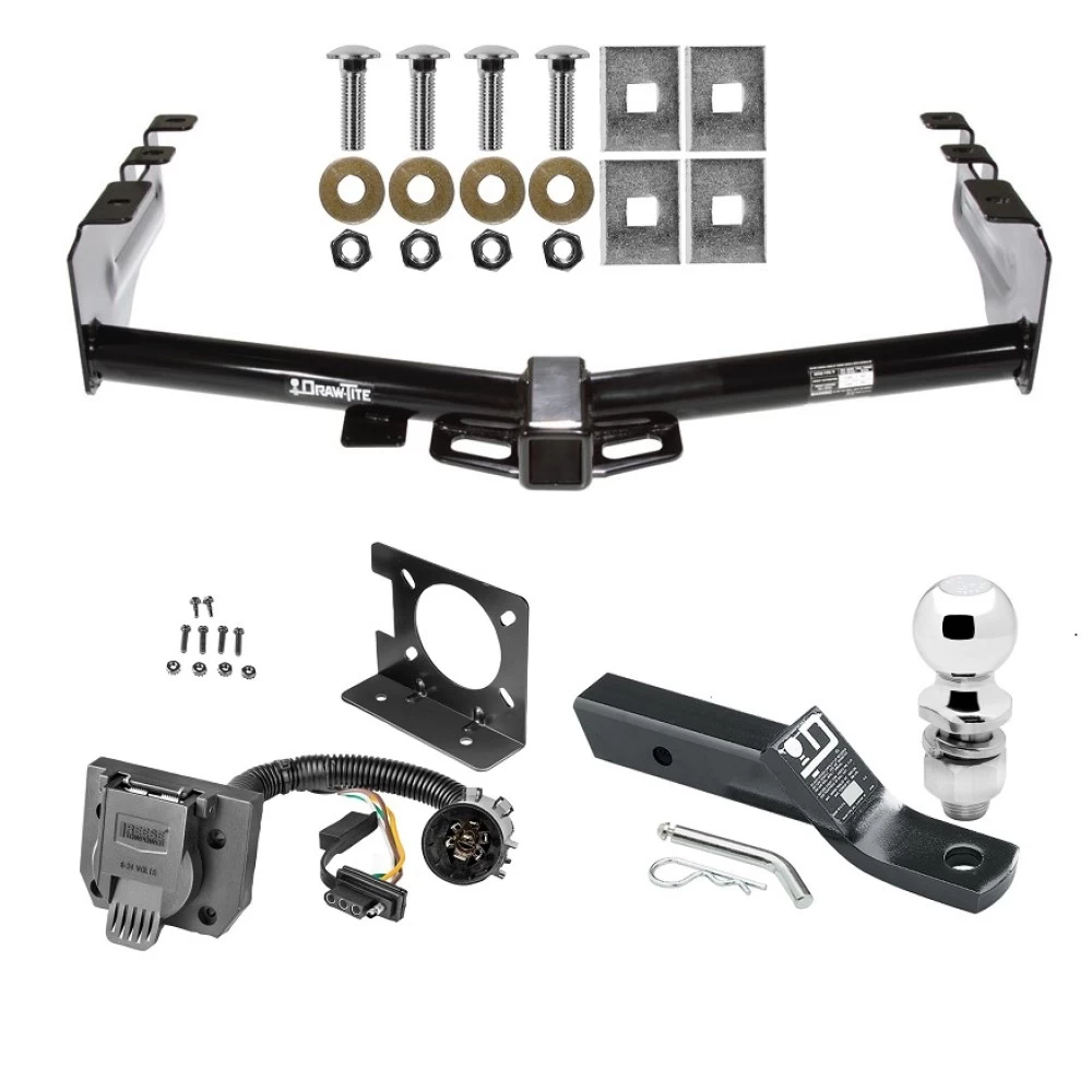Trailer Hitch Package w/ Wiring For 99-13 Chevy Silverado GMC Sierra 1500 HD 99-04 2500 LD (07-07 Classic) Standard or Step Bumper w/ 2-5/16" Ball 4" Drop Mount 7-Way Pin Blade RV Class 3
