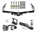Trailer Hitch Package w/ Wiring For 99-13 Chevy Silverado GMC Sierra 1500 HD 99-04 2500 LD (07-07 Classic) Standard or Step Bumper w/ 2" Ball 2" Drop Mount 7-Way Pin Blade RV Class 3
