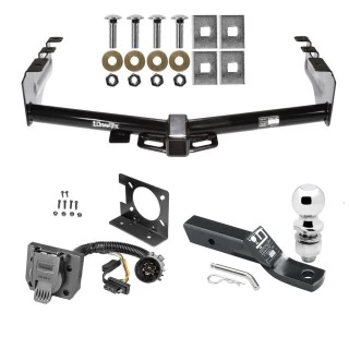 Trailer Hitch Package w/ Wiring For 99-13 Chevy Silverado GMC Sierra 1500 HD 99-04 2500 LD (07-07 Classic) Standard or Step Bumper w/ 2-5/16" Ball 4" Drop Mount 7-Way Pin Blade RV Class 3