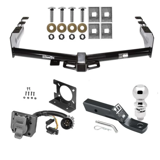 Trailer Hitch Package w/ Wiring For 99-13 Chevy Silverado GMC Sierra 1500 HD 99-04 2500 LD (07-07 Classic) Standard or Step Bumper w/ 2-5/16" Ball 2" Drop Mount 7-Way Pin Blade RV Class 3