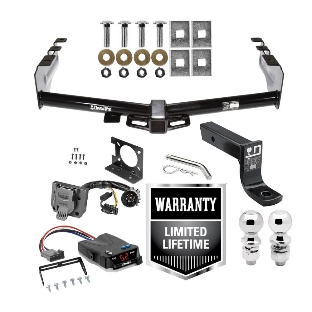 Trailer Hitch Brake Control and Wiring Kit For 99-13 Chevy Silverado GMC Sierra 1500 HD 99-04 2500 LD (07-07 Classic) Standard or Step Bumper w/ Dual 2" and 2- 5/16" Ball 4" Drop Mount 7-Way Pin Blade RV Controller