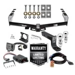 Trailer Hitch Brake Control and Wiring Kit For 99-13 Chevy Silverado GMC Sierra 1500 HD 99-04 2500 LD (07-07 Classic) Standard or Step Bumper w/ Dual 2" and 2- 5/16" Ball 4" Drop Mount 7-Way Pin Blade RV Controller