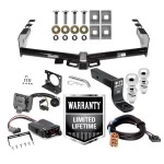 Trailer Hitch Brake Control and Wiring Kit For 99-13 Chevy Silverado GMC Sierra 1500 HD 99-04 2500 LD (07-07 Classic) Standard or Step Bumper w/ Dual 2" and 2- 5/16" Ball 4" Drop Mount 7-Way Pin Blade RV Controller