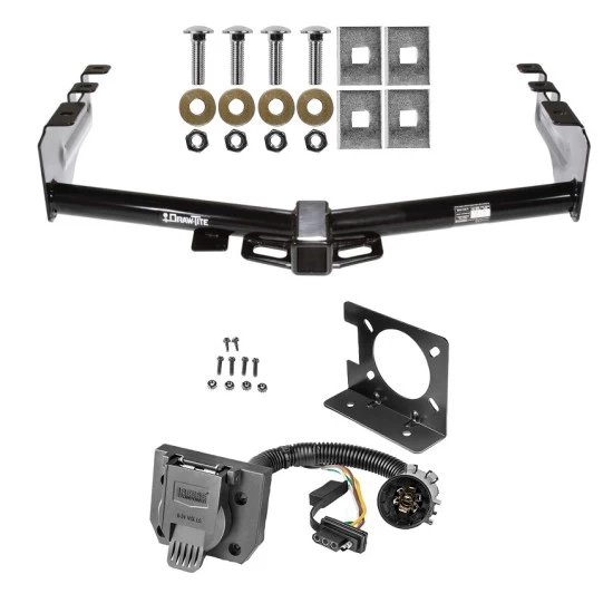 Trailer Hitch w/ Wiring Kit For 99-13 Chevy Silverado GMC Sierra 1500 HD 99-04 2500 LD (07-07 Classic) Standard or Step Bumper 7-Way Pin Blade RV 4-Flat Plug Harness Light w/ Bracket