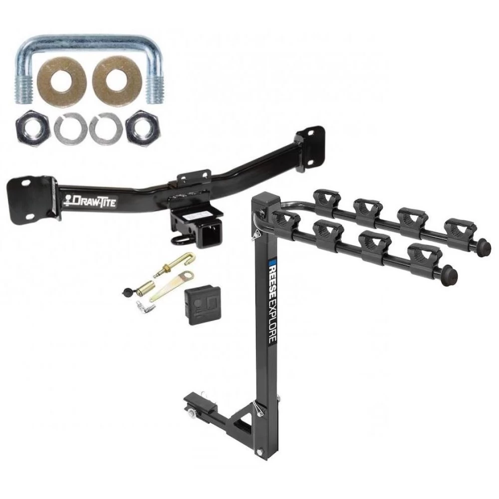 Trailer Tow Hitch w/ 4 Bike Rack For 04-10 BMW X3 tilt away adult or child arms fold down carrier w/ Lock and Cover