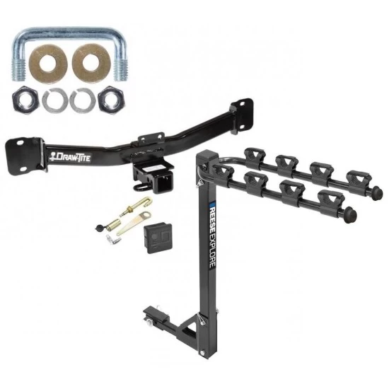 Trailer Tow Hitch w/ 4 Bike Rack For 04-10 BMW X3 tilt away adult or child arms fold down carrier w/ Lock and Cover