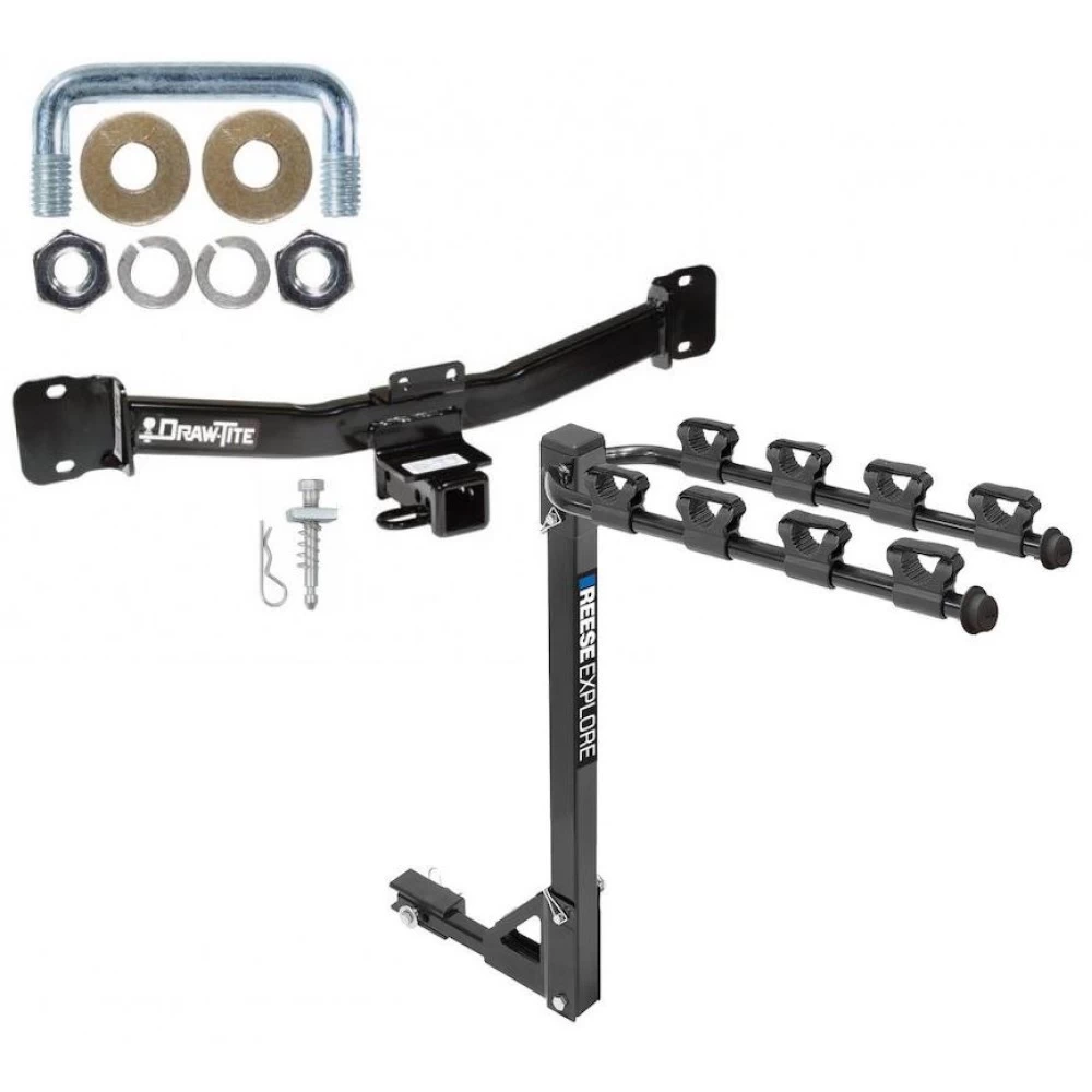 Trailer Tow Hitch w/ 4 Bike Rack For 04-10 BMW X3 All Models tilt away adult or child arms fold down carrier