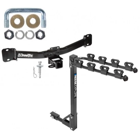 Trailer Tow Hitch w/ 4 Bike Rack For 04-10 BMW X3 All Models tilt away adult or child arms fold down carrier