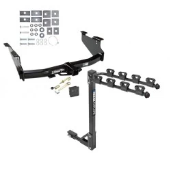 Trailer Tow Hitch w/ 4 Bike Rack For 03-10 Dodge Ram 1500 2500 3500 Except OEM Hitch or Cab & Chassis tilt away adult or child arms fold down carrier w/ Lock and Cover