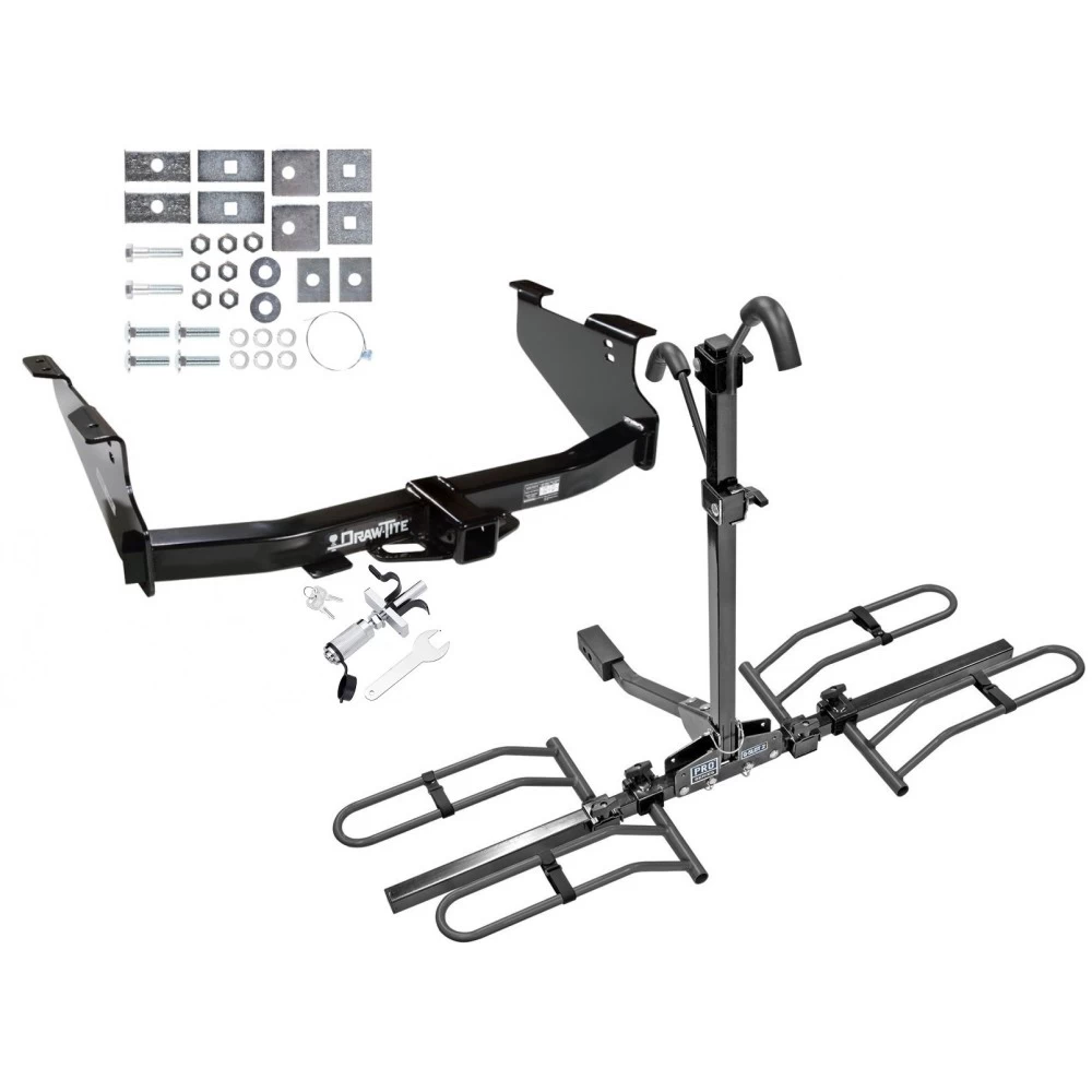 Trailer Tow Hitch For 03-10 Dodge Ram 1500 2500 3500 Except OEM Hitch or Cab & Chassis Platform Style 2 Bike Rack w/ Anti Rattle Hitch Lock