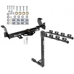 Trailer Tow Hitch w/ 4 Bike Rack For 01-05 Pontiac Aztek 02-07 Buick Rendezvous tilt away adult or child arms fold down carrier