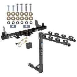 Trailer Tow Hitch w/ 4 Bike Rack For 06-08 Ford F-150 Lincoln Mark LT w/o OEM Hitch tilt away adult or child arms fold down carrier w/ Lock and Cover