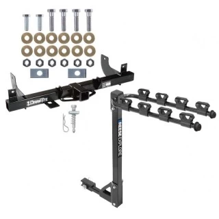Trailer Tow Hitch w/ 4 Bike Rack For 06-08 Ford F-150 Lincoln Mark LT w/o OEM Hitch tilt away adult or child arms fold down carrier