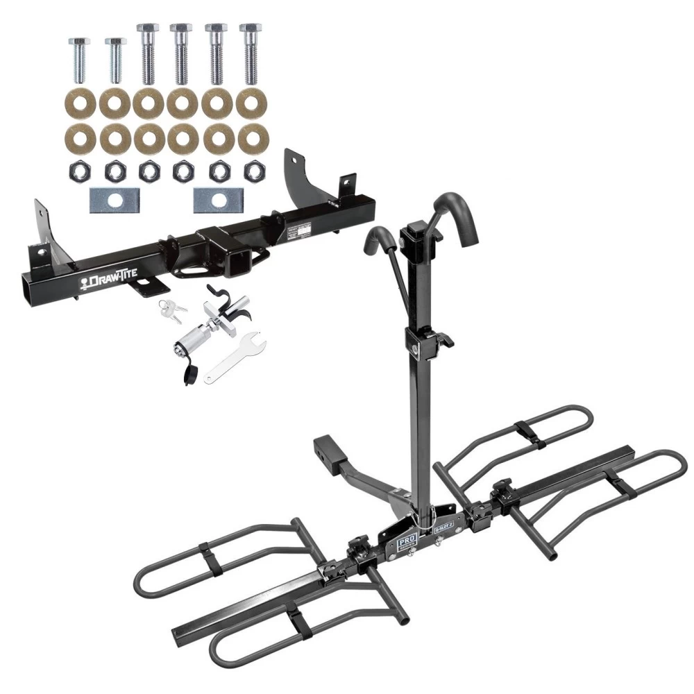 Trailer Tow Hitch For 06-08 Ford F-150 Lincoln Mark LT w/o OEM Hitch Platform Style 2 Bike Rack w/ Anti Rattle Hitch Lock