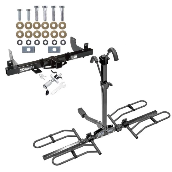 Trailer Tow Hitch For 06-08 Ford F-150 Lincoln Mark LT w/o OEM Hitch Platform Style 2 Bike Rack w/ Anti Rattle Hitch Lock