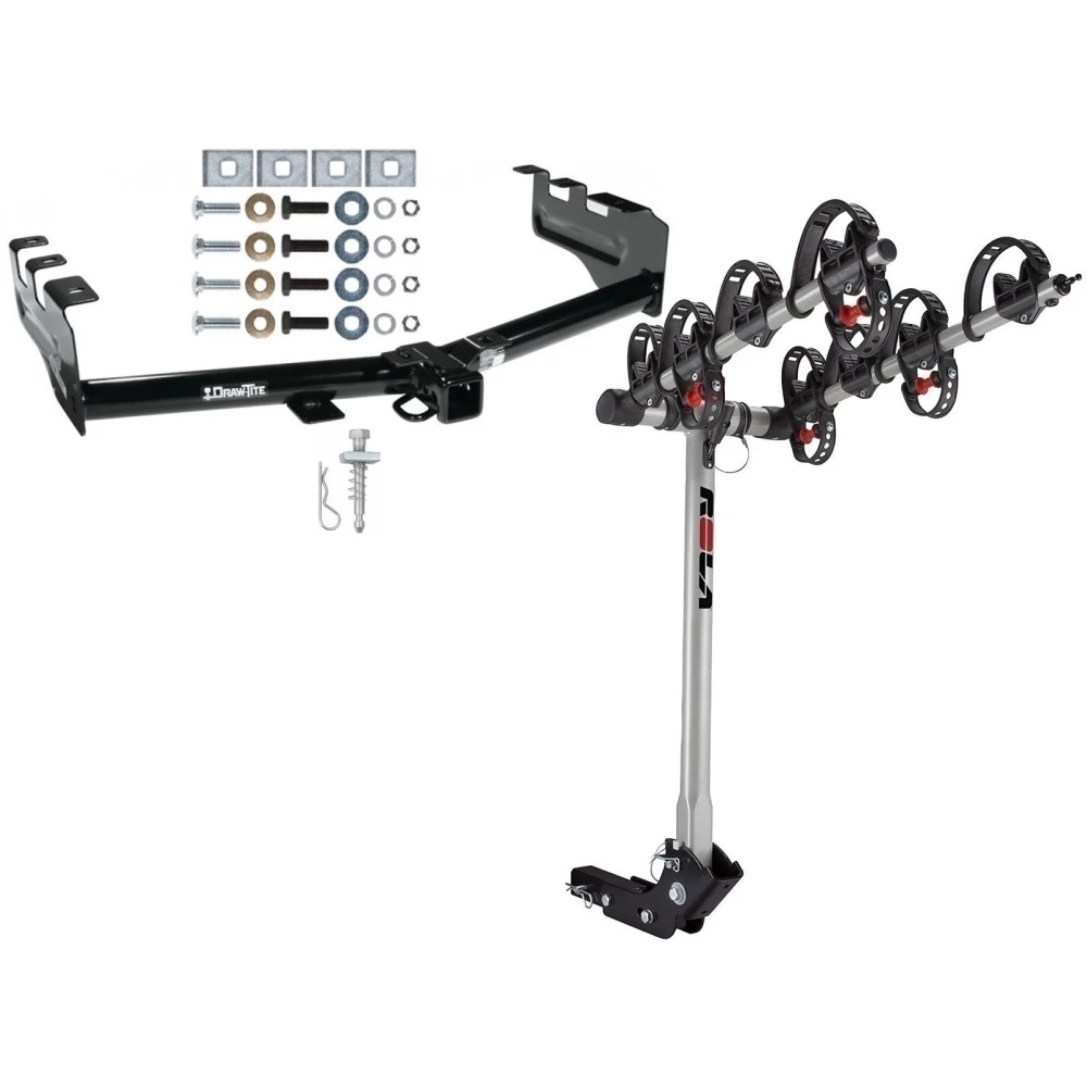 Trailer Tow Hitch For 99-13 Chevy Silverado GMC Sierra 1500 2007 Classic 99-04 2500 LD 01-06 1500 HD w/ 4 Bike Carrier Rack