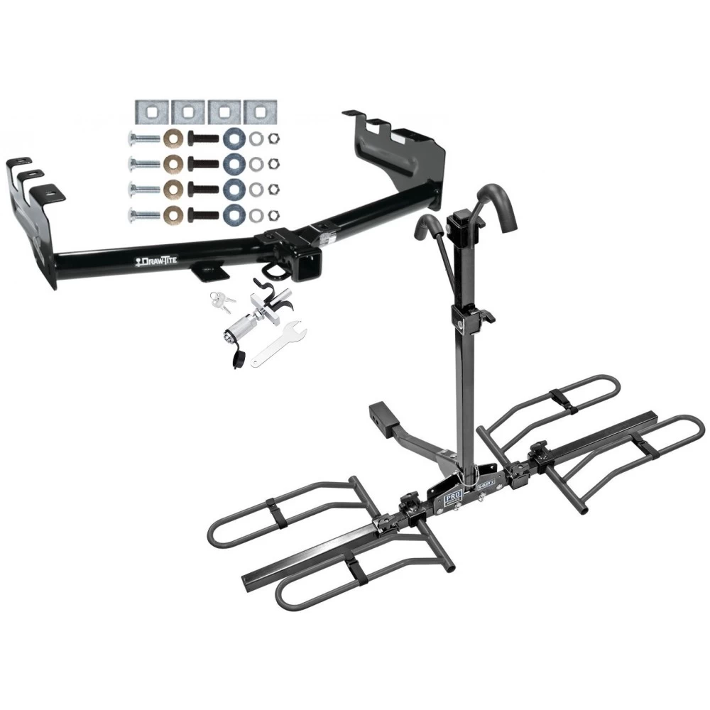 Trailer Tow Hitch For 99-13 Chevy Silverado GMC Sierra 1500 2007 Classic 99-04 2500 LD 01-06 1500 HD Platform Style 2 Bike Rack w/ Anti Rattle Hitch Lock