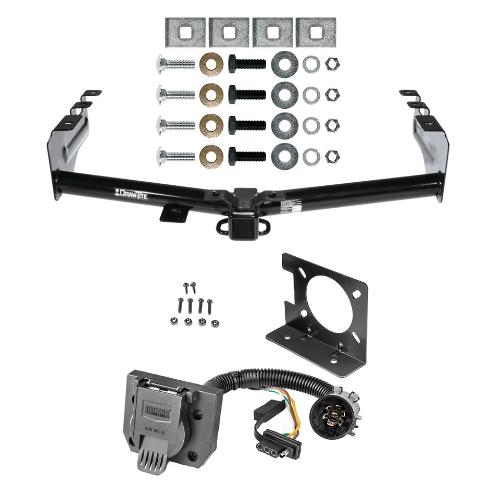 Class 4 Trailer Hitch w/ Wiring Kit For 99-13 Chevy Silverado GMC Sierra 1500 HD 99-04 2500 LD (07-07 Classic) Standard or Step Bumper 7-Way Pin Blade RV 4-Flat Plug Harness Light w/ Bracket