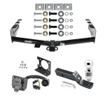Trailer Hitch Package w/ Wiring For 99-13 Chevy Silverado GMC Sierra 1500 HD 99-04 2500 LD (07-07 Classic) Standard or Step Bumper w/ 2" Ball 2" Drop Mount 7-Way Pin Blade RV Class 4