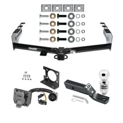 Trailer Hitch Package w/ Wiring For 99-13 Chevy Silverado GMC Sierra 1500 HD 99-04 2500 LD (07-07 Classic) Standard or Step Bumper w/ 2" Ball 2" Drop Mount 7-Way Pin Blade RV Class 4
