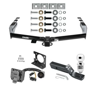Trailer Hitch Package w/ Wiring For 99-13 Chevy Silverado GMC Sierra 1500 HD 99-04 2500 LD (07-07 Classic) Standard or Step Bumper w/ 2" Ball 2" Drop Mount 7-Way Pin Blade RV Class 4