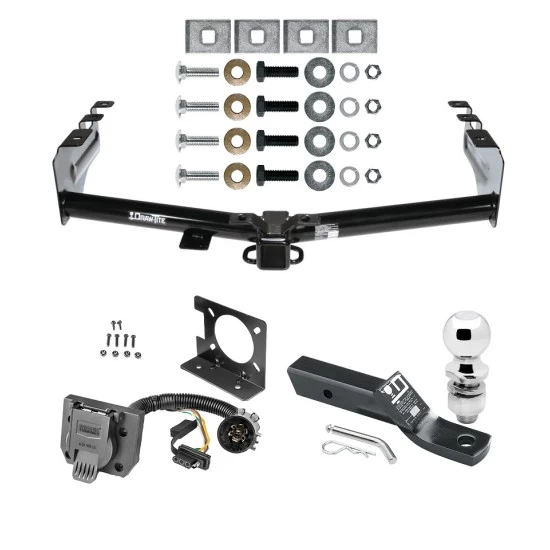 Trailer Hitch Package w/ Wiring For 99-13 Chevy Silverado GMC Sierra 1500 HD 99-04 2500 LD (07-07 Classic) Standard or Step Bumper w/ 2" Ball 2" Drop Mount 7-Way Pin Blade RV Class 4