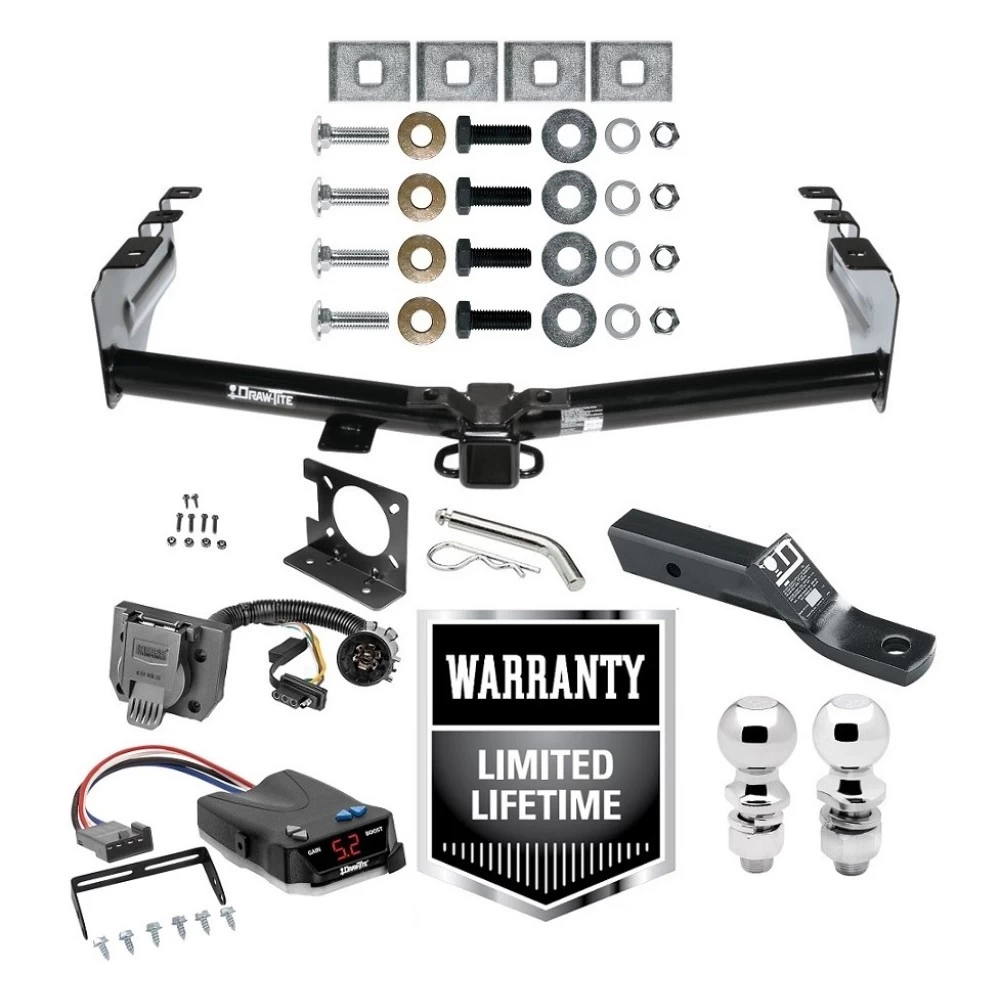 Trailer Hitch Brake Control Wiring Package For 99-13 Chevy Silverado GMC Sierra 1500 HD 99-04 2500 LD (07-07 Classic) Standard or Step Bumper w/ Dual 2" and 2- 5/16" Ball 2" Drop Mount 7-Way Pin Blade RV Controller